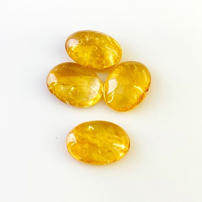 38.45 Carat Citrine 18x13mm Smooth Oval Shape AAA Grade Cabochons Parcel - Total 4 Pcs.