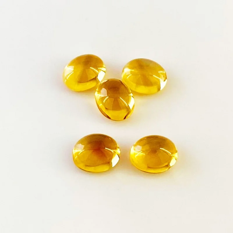 14.40 Carat Citrine 10x8mm Smooth Oval Shape AAA Grade Cabochons Parcel - Total 5 Pcs.