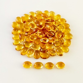 79.80 Carat Citrine 7x5mm Smooth Oval Shape AA Grade Cabochons Parcel - Total 80 Pcs.