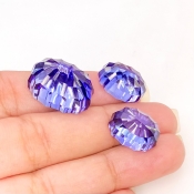  54.20 Carat Lab Blue Sapphire 19x14-15x11mm Concave Cut Oval Shape AAA Grade Matched Cabochons Set - Total 3 Pcs.