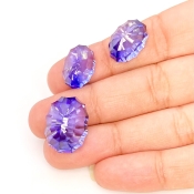  54.20 Carat Lab Blue Sapphire 19x14-15x11mm Concave Cut Oval Shape AAA Grade Matched Cabochons Set - Total 3 Pcs.