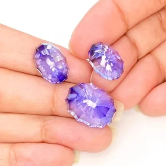  54.20 Carat Lab Blue Sapphire 19x14-15x11mm Concave Cut Oval Shape AAA Grade Matched Cabochons Set - Total 3 Pcs.