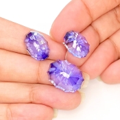  54.20 Carat Lab Blue Sapphire 19x14-15x11mm Concave Cut Oval Shape AAA Grade Matched Cabochons Set - Total 3 Pcs.