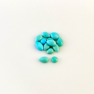 2.30 Cts. Turquoise 0.08-0.26Cts. Smooth Mix Shape AA+ Grade Cabochons Parcel - Total 13 Pcs.