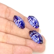  36.75 Carat Lab Blue Sapphire 20x10-17x8mm Concave Cut Marquise Shape AAA Grade Matched Cabochons Set - Total 3 Pcs.