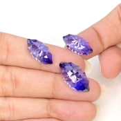  36.75 Carat Lab Blue Sapphire 20x10-17x8mm Concave Cut Marquise Shape AAA Grade Matched Cabochons Set - Total 3 Pcs.