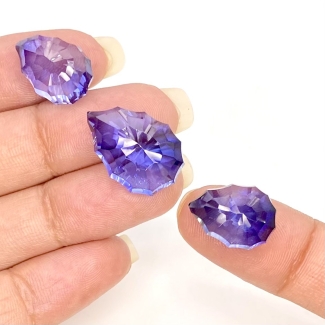  40.20 Carat Lab Blue Sapphire 19x13-15x11mm Concave Cut Pear Shape AAA Grade Matched Cabochons Set - Total 3 Pcs.