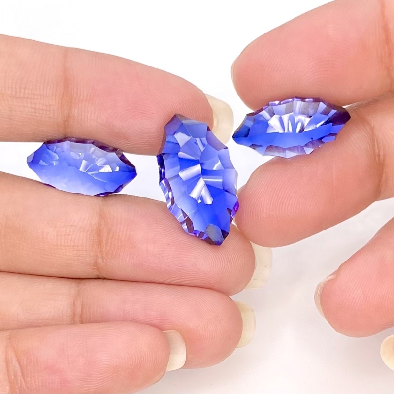  42.60 Carat Lab Blue Sapphire 20x11.5-17.5x8mm Concave Cut Marquise Shape AAA Grade Matched Cabochons Set - Total 3 Pcs.