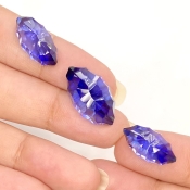  42.60 Carat Lab Blue Sapphire 20x11.5-17.5x8mm Concave Cut Marquise Shape AAA Grade Matched Cabochons Set - Total 3 Pcs.