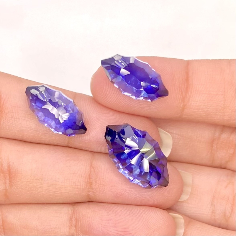  42.60 Carat Lab Blue Sapphire 20x11.5-17.5x8mm Concave Cut Marquise Shape AAA Grade Matched Cabochons Set - Total 3 Pcs.