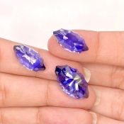  42.60 Carat Lab Blue Sapphire 20x11.5-17.5x8mm Concave Cut Marquise Shape AAA Grade Matched Cabochons Set - Total 3 Pcs.