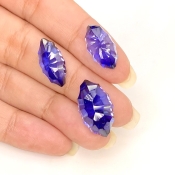  42.60 Carat Lab Blue Sapphire 20x11.5-17.5x8mm Concave Cut Marquise Shape AAA Grade Matched Cabochons Set - Total 3 Pcs.