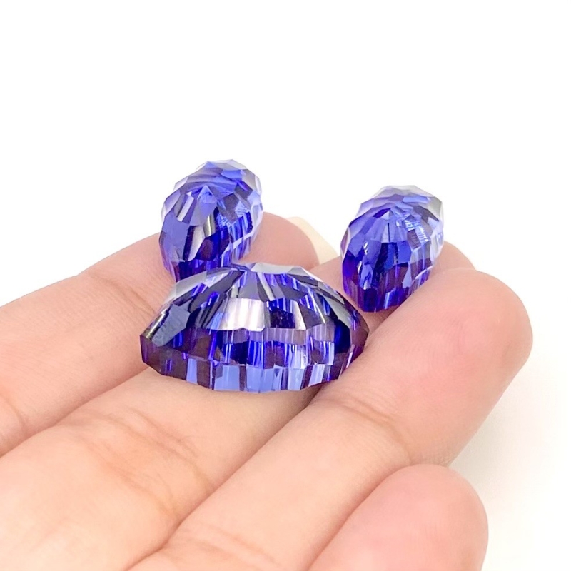  42.60 Carat Lab Blue Sapphire 20x11.5-17.5x8mm Concave Cut Marquise Shape AAA Grade Matched Cabochons Set - Total 3 Pcs.