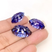  42.60 Carat Lab Blue Sapphire 20x11.5-17.5x8mm Concave Cut Marquise Shape AAA Grade Matched Cabochons Set - Total 3 Pcs.