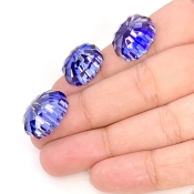  60.35 Carat Lab Blue Sapphire 18.5x14-16x12mm Concave Cut Oval Shape AAA Grade Matched Cabochons Set - Total 3 Pcs.
