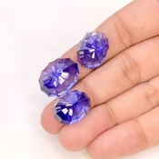  60.35 Carat Lab Blue Sapphire 18.5x14-16x12mm Concave Cut Oval Shape AAA Grade Matched Cabochons Set - Total 3 Pcs.