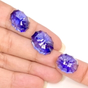  60.35 Carat Lab Blue Sapphire 18.5x14-16x12mm Concave Cut Oval Shape AAA Grade Matched Cabochons Set - Total 3 Pcs.