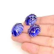  60.35 Carat Lab Blue Sapphire 18.5x14-16x12mm Concave Cut Oval Shape AAA Grade Matched Cabochons Set - Total 3 Pcs.