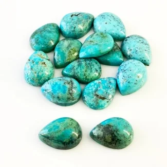95 Carat Turquoise 16x12mm Smooth Pear Shape A Grade Cabochons Parcel - Total 14 Pcs.