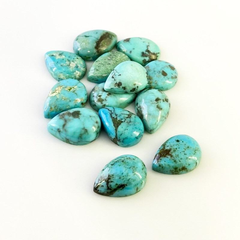108.6 Carat Turquoise 18x13mm Smooth Pear Shape A Grade Cabochons Parcel - Total 13 Pcs.