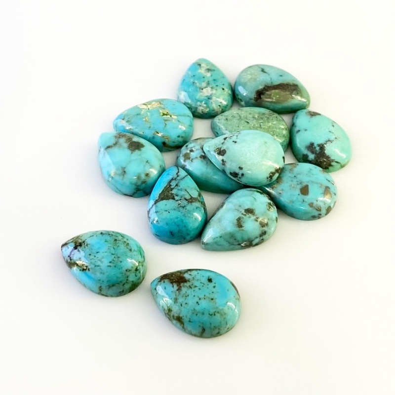 108.6 Carat Turquoise 18x13mm Smooth Pear Shape A Grade Cabochons Parcel - Total 13 Pcs.