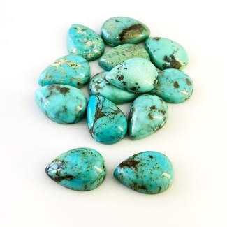 108.6 Carat Turquoise 18x13mm Smooth Pear Shape A Grade Cabochons Parcel - Total 13 Pcs.