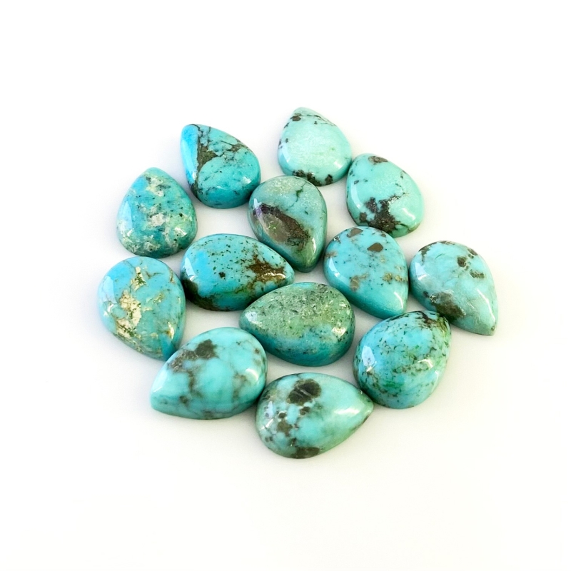 108.6 Carat Turquoise 18x13mm Smooth Pear Shape A Grade Cabochons Parcel - Total 13 Pcs.