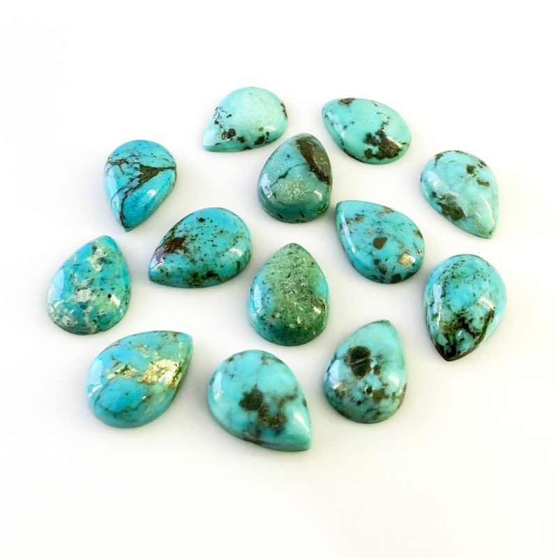 108.6 Carat Turquoise 18x13mm Smooth Pear Shape A Grade Cabochons Parcel - Total 13 Pcs.