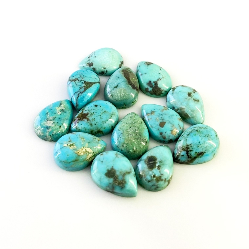 108.6 Carat Turquoise 18x13mm Smooth Pear Shape A Grade Cabochons Parcel - Total 13 Pcs.