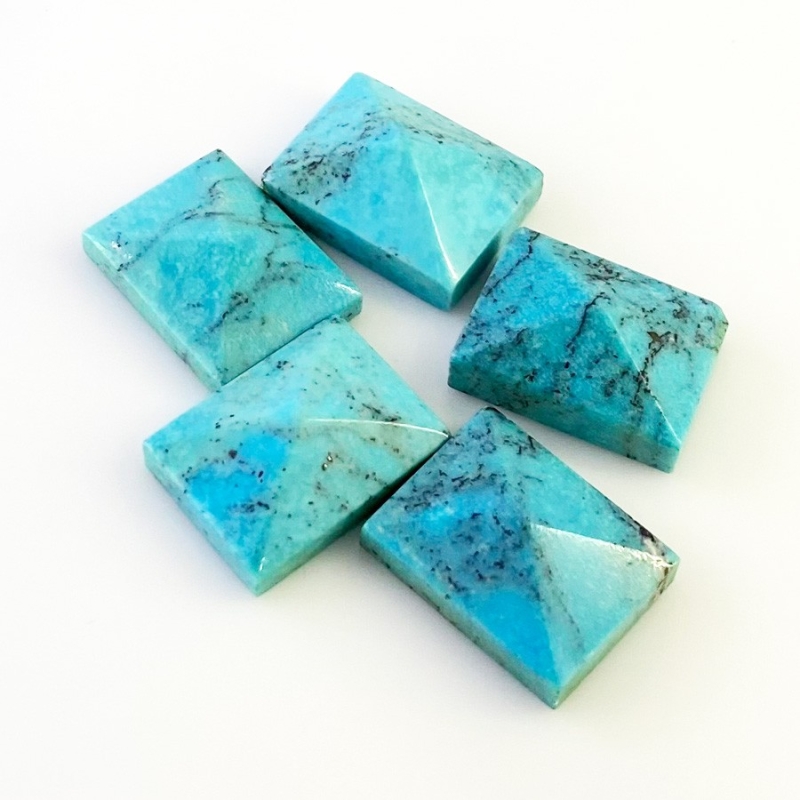 88.55 Carat Turquoise 20x15mm Smooth Fancy Shape A Grade Cabochons Parcel - Total 5 Pcs.