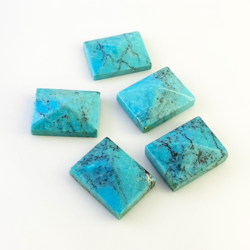 88.55 Carat Turquoise 20x15mm Smooth Fancy Shape A Grade Cabochons Parcel - Total 5 Pcs.