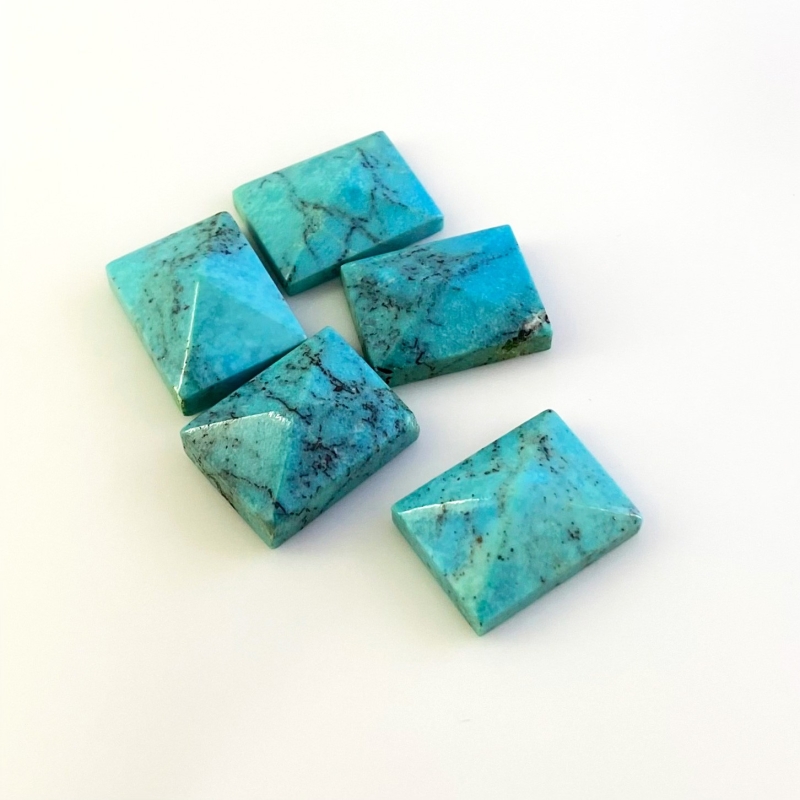 88.55 Carat Turquoise 20x15mm Smooth Fancy Shape A Grade Cabochons Parcel - Total 5 Pcs.