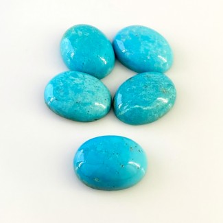 Turquoise Smooth Oval Shape AA Grade Cabochon Parcel - 20x15mm - 5 Pc. - 68.85 Carat