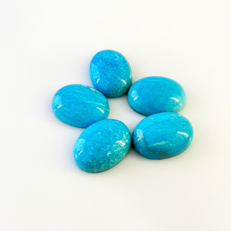80.15 Carat Turquoise 20x15mm Smooth Oval Shape AA Grade Cabochons Parcel - Total 5 Pcs.