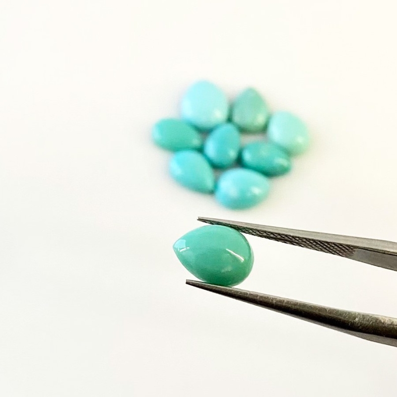8.70 Cts. Turquoise 7.5x5-9x7mm Smooth Pear Shape AA+ Grade Cabochons Parcel - Total 9 Pcs.