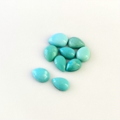 8.70 Cts. Turquoise 7.5x5-9x7mm Smooth Pear Shape AA+ Grade Cabochons Parcel - Total 9 Pcs.