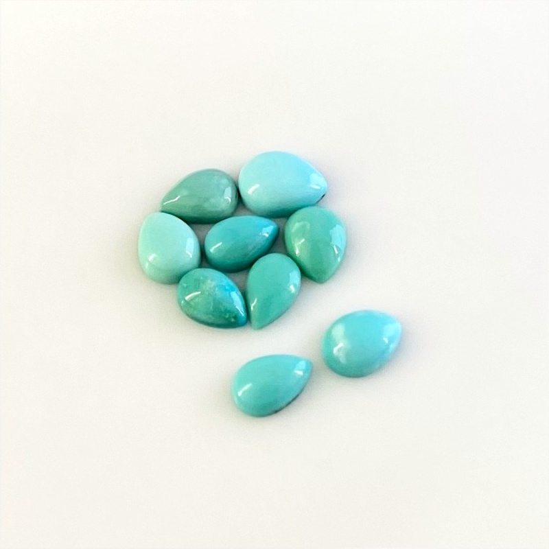 8.70 Cts. Turquoise 7.5x5-9x7mm Smooth Pear Shape AA+ Grade Cabochons Parcel - Total 9 Pcs.