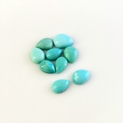 8.70 Cts. Turquoise 7.5x5-9x7mm Smooth Pear Shape AA+ Grade Cabochons Parcel - Total 9 Pcs.