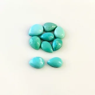 8.70 Cts. Turquoise 7.5x5-9x7mm Smooth Pear Shape AA+ Grade Cabochons Parcel - Total 9 Pcs.
