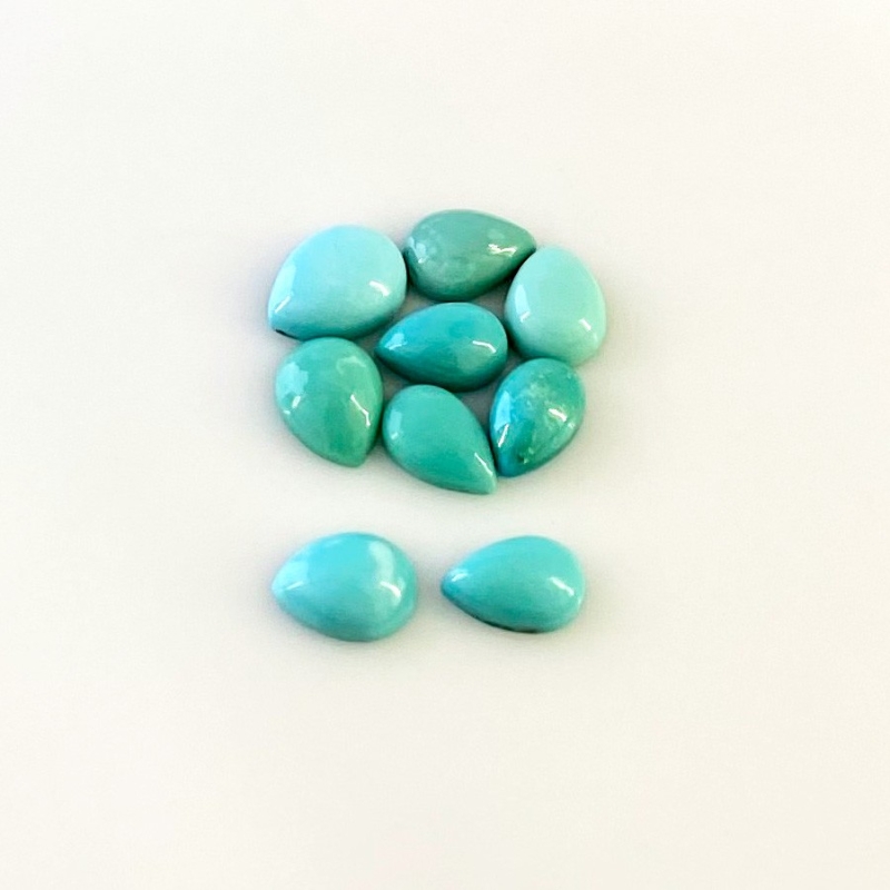8.70 Cts. Turquoise 7.5x5-9x7mm Smooth Pear Shape AA+ Grade Cabochons Parcel - Total 9 Pcs.