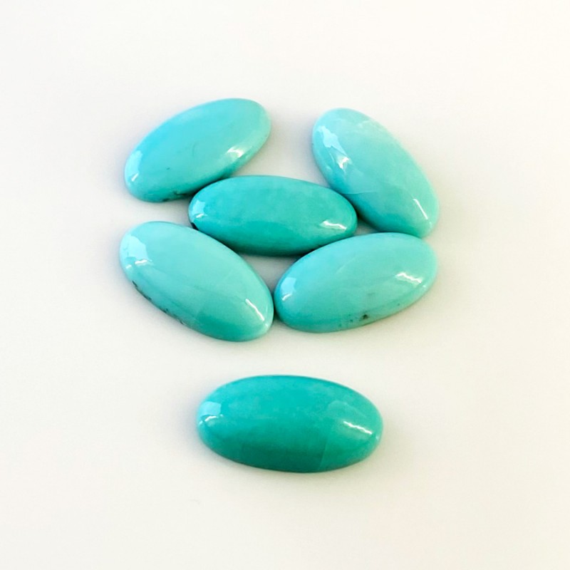 47.50 Cts. Turquoise 20x10mm Smooth Oval Shape AA+ Grade Cabochons Parcel - Total 6 Pcs.