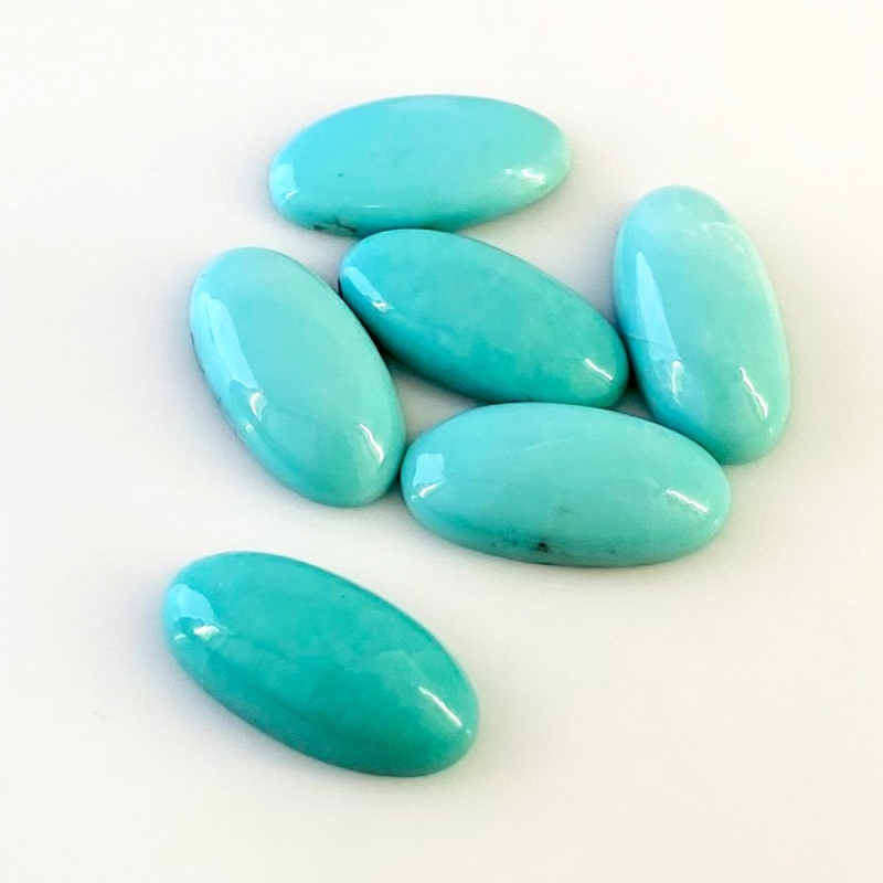 47.50 Cts. Turquoise 20x10mm Smooth Oval Shape AA+ Grade Cabochons Parcel - Total 6 Pcs.