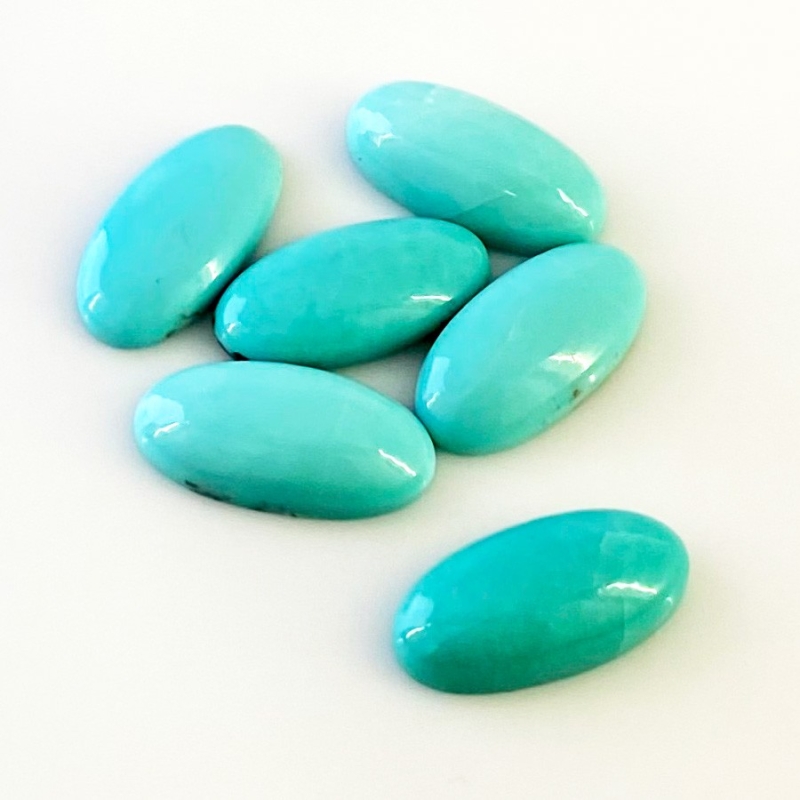 47.50 Cts. Turquoise 20x10mm Smooth Oval Shape AA+ Grade Cabochons Parcel - Total 6 Pcs.