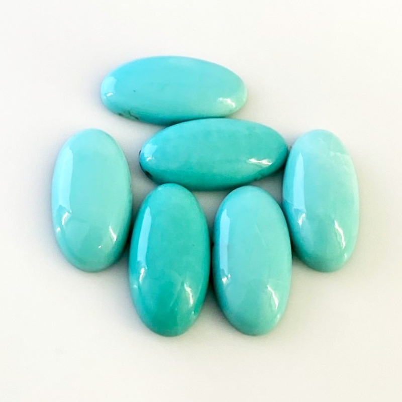 47.50 Cts. Turquoise 20x10mm Smooth Oval Shape AA+ Grade Cabochons Parcel - Total 6 Pcs.