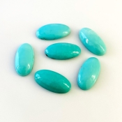 47.50 Cts. Turquoise 20x10mm Smooth Oval Shape AA+ Grade Cabochons Parcel - Total 6 Pcs.