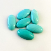 47.50 Cts. Turquoise 20x10mm Smooth Oval Shape AA+ Grade Cabochons Parcel - Total 6 Pcs.