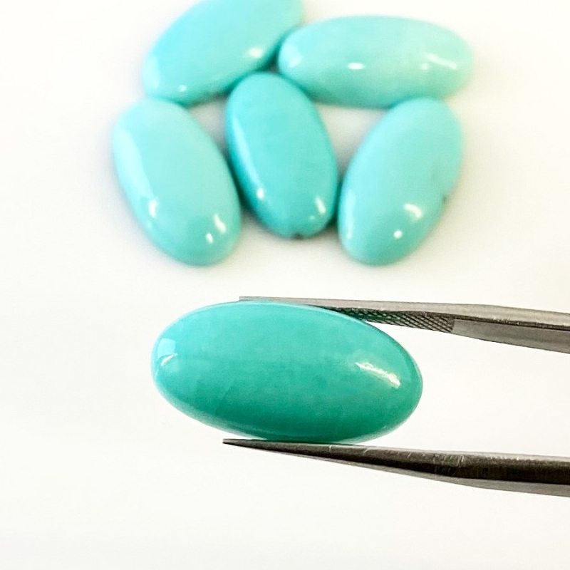 47.50 Cts. Turquoise 20x10mm Smooth Oval Shape AA+ Grade Cabochons Parcel - Total 6 Pcs.