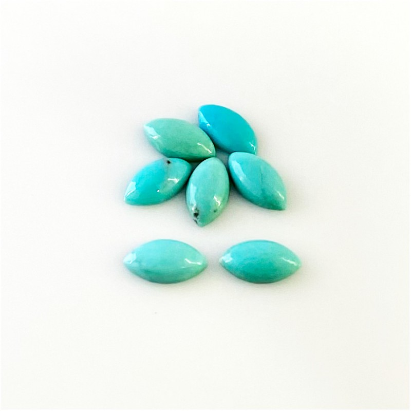 6.65 Cts. Turquoise 10x5mm Smooth Marquise Shape AA+ Grade Cabochons Parcel - Total 7 Pcs.