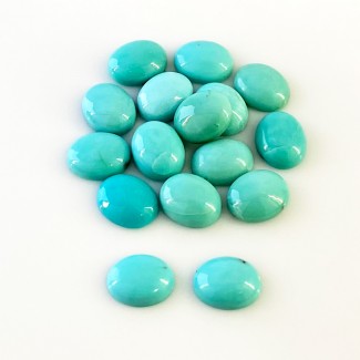 Turquoise Smooth Oval Shape AA+ Grade Cabochon Parcel - 10X8mm - 16 Pc. - 35.25 Cts.