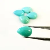 12.60 Cts. Turquoise 12x8mm Smooth Pear Shape AA+ Grade Cabochons Parcel - Total 5 Pcs.
